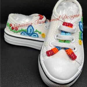 SOLD Beaded Floral Infant/Toddler Converse Style Tennis Size 5/6